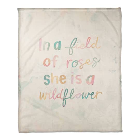 50" x 60" In a Field of Roses Coral Fleece Throw Blanket